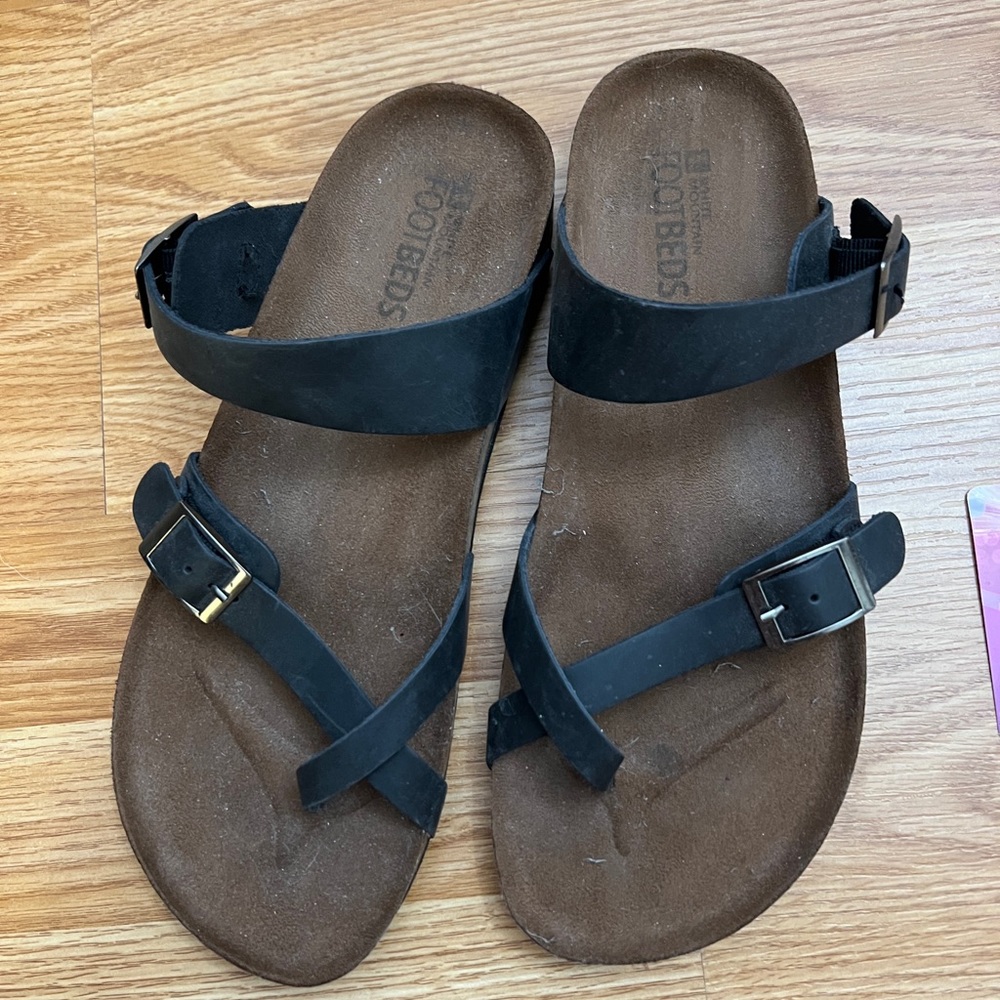 002 White Mountain GRACIE Footbeds Black Leather Sandals. Size 11M - Picture 4 of 7